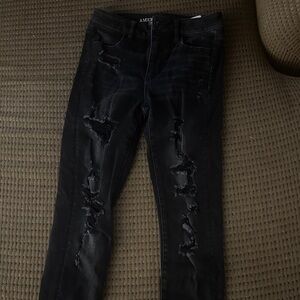 American Eagle Outfitters Black Ripped Skinny Jeans